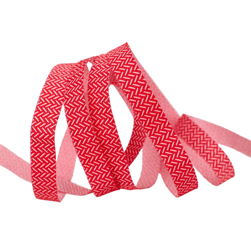 Berry and Pine – Yule Herringbone in Holly – 3/8″ width – by Lella Boutique – One Yard