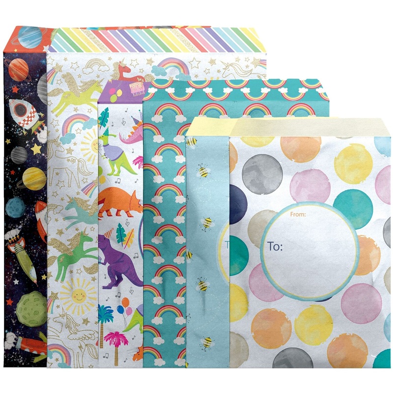 12 Count Graphic Assorted Mix Decorative Foam Padded Mailing Envelopes